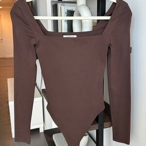 Aritzia Babaton Brown Long Sleeve Bodysuit